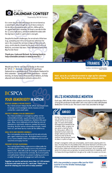 BC SPCA Calendar