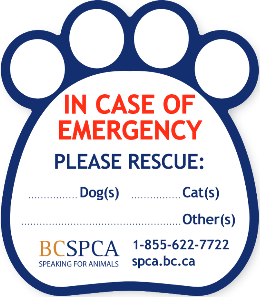 Emergency Animal Sticker Emergency Sticker – BC SPCA